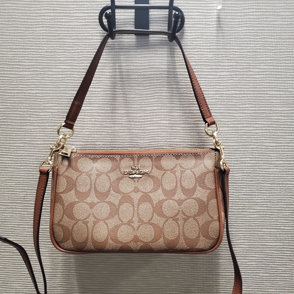 Coach shoulder bag with crossbody strap brown